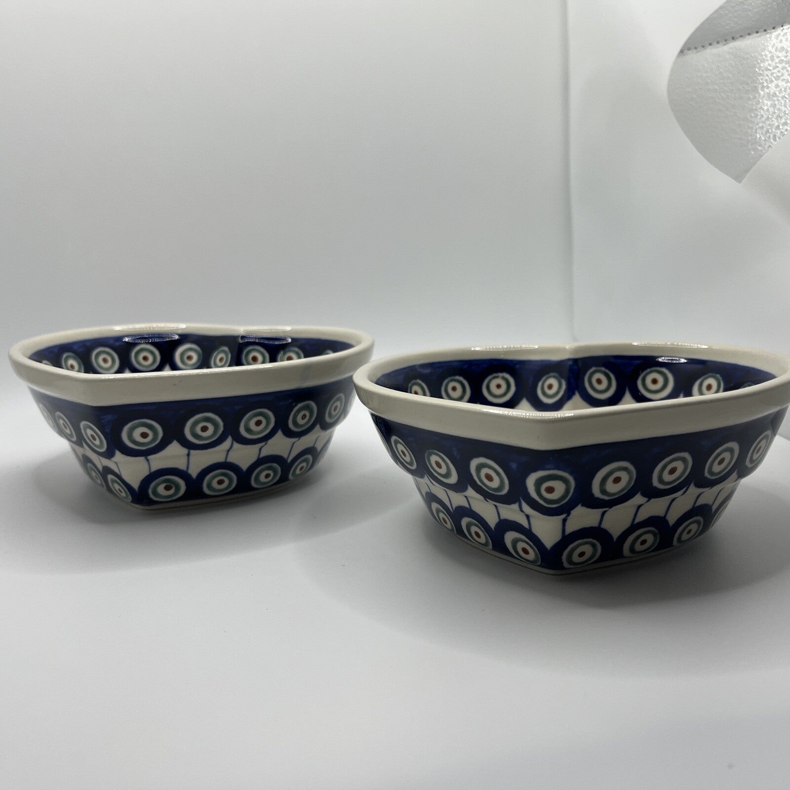Boleslawiec Polish Pottery  2  Blue  Pattern Heart Serving Bowl