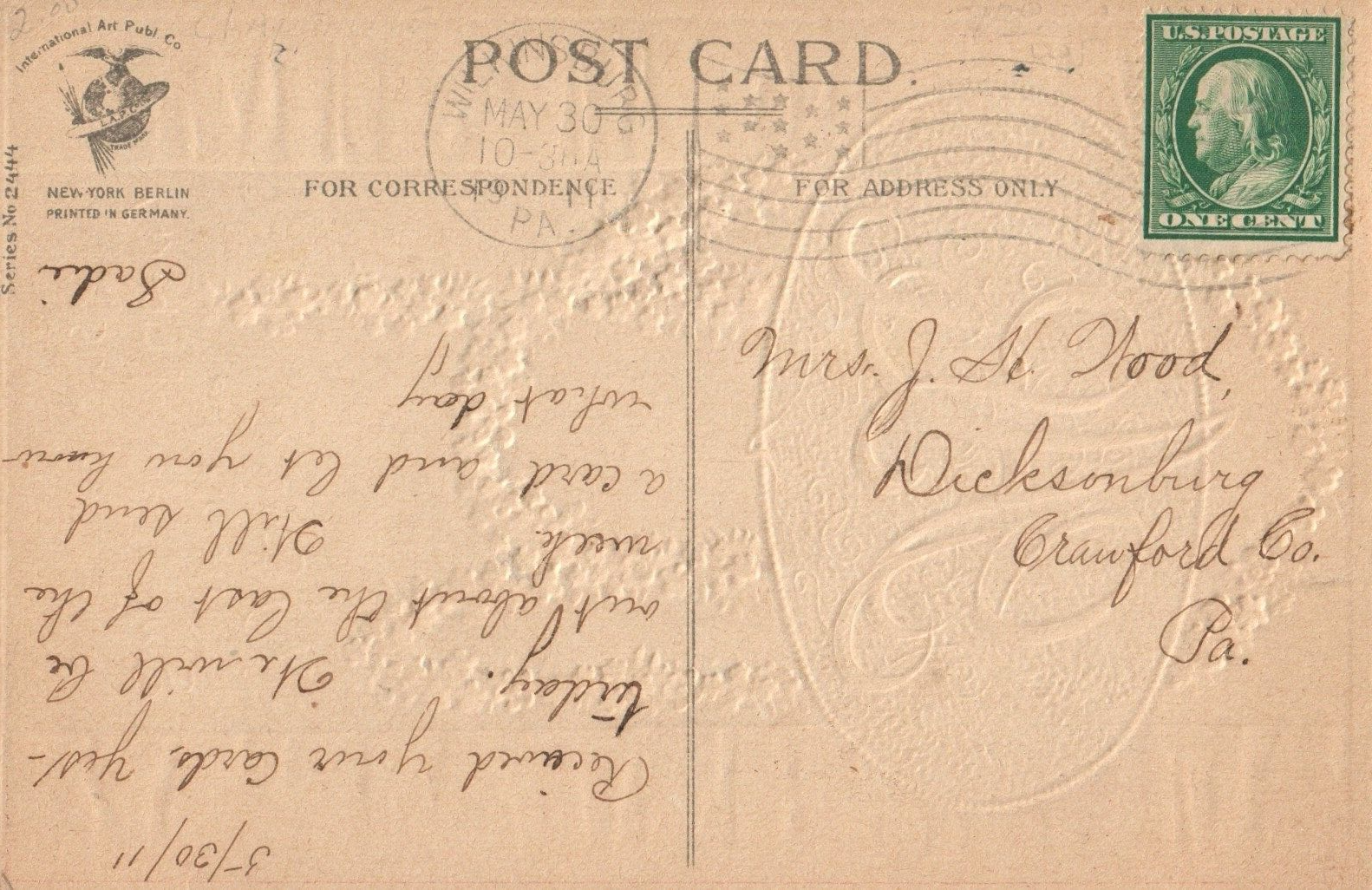 My Country 'tis of Thee Sweet Land of Liberty of Thee I Sing" Patriotic Postcard