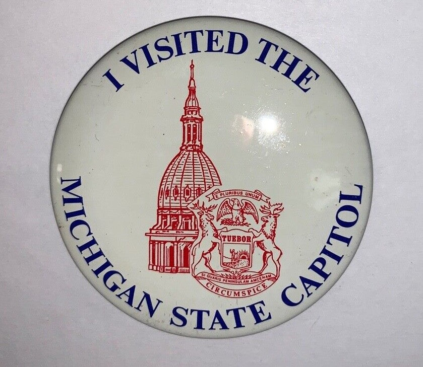  I Visited The Michigan State Capitol 2-1/8" Vintage Litho Pinback