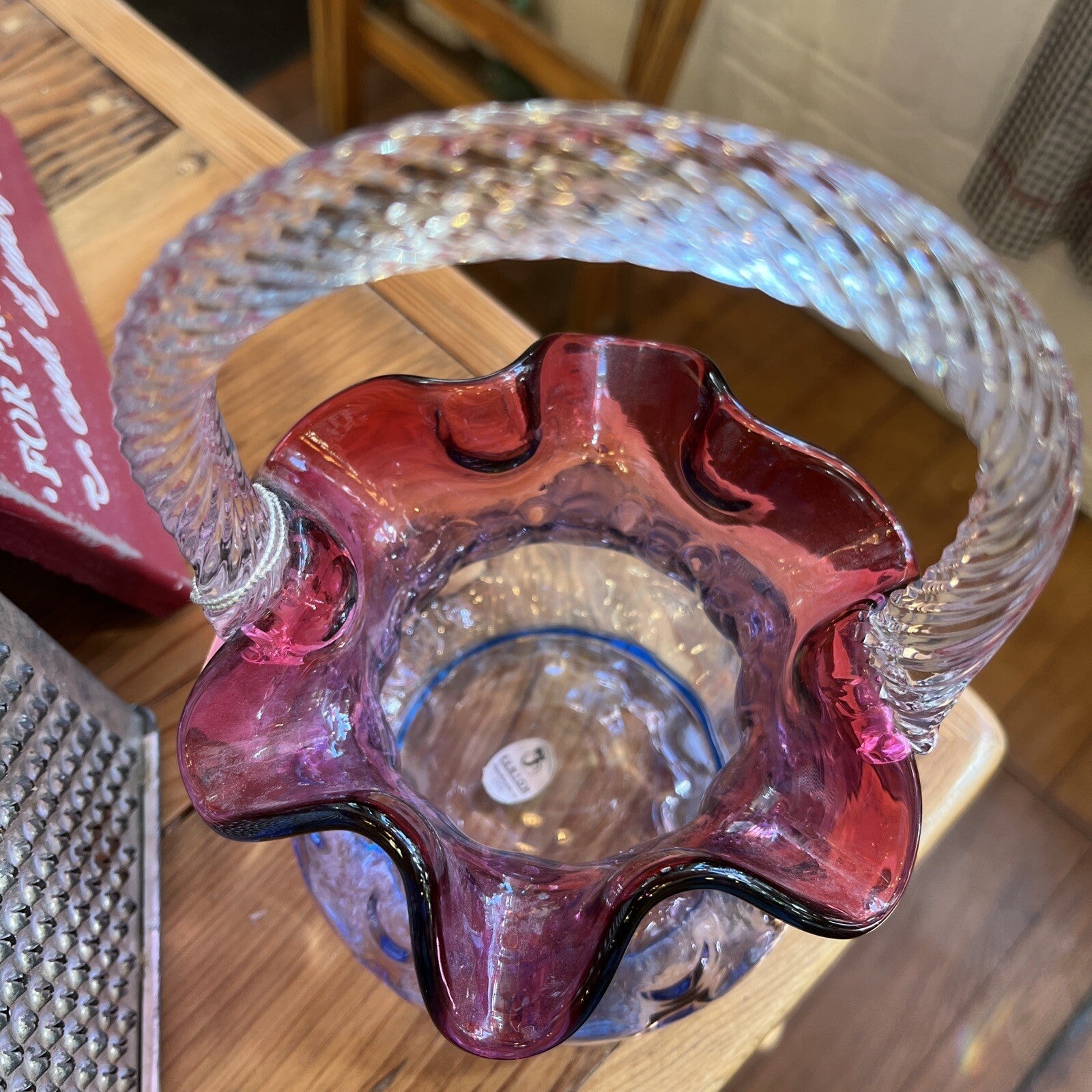 Fenton Mulberry Basket Cranberry To Purple To Blue 8 In High