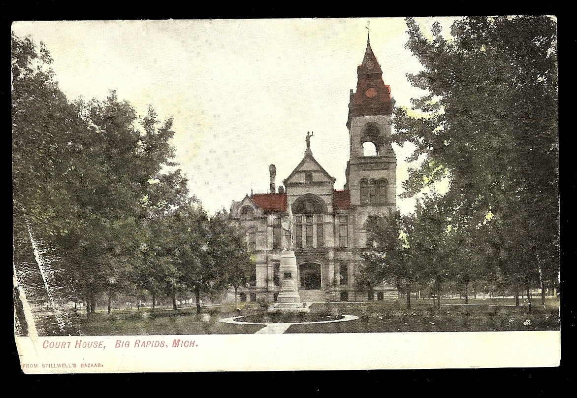 Court House Big Rapids Michigan MI Postcard