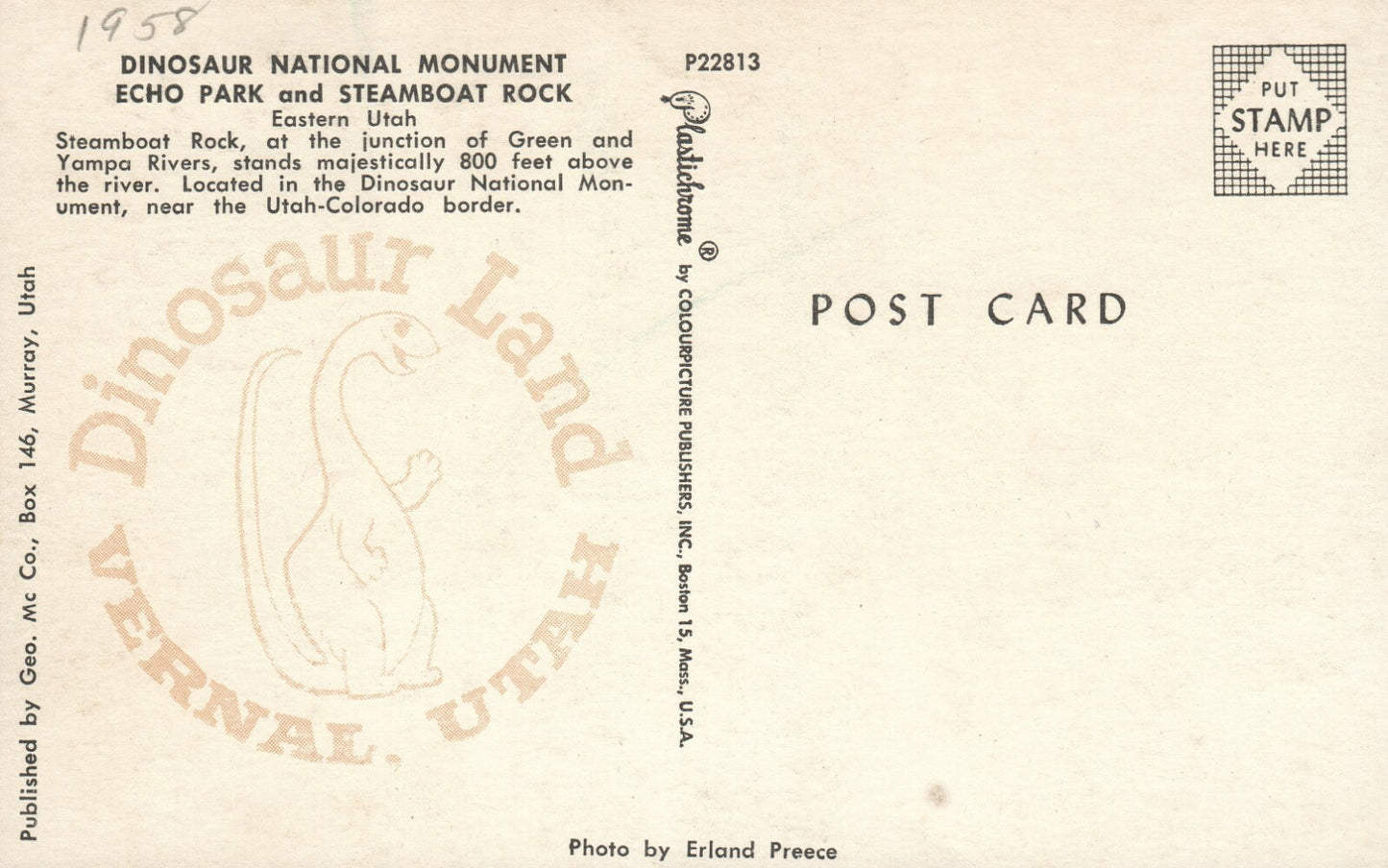 Dinosaur National Monument Echo Park and Steamboat Rock UT Utah Postcard