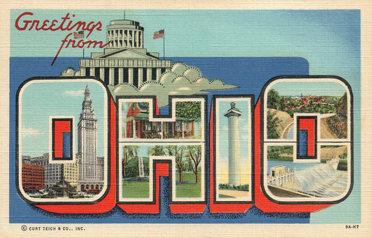 Large Letter Ohio OH Vintage  Postcard