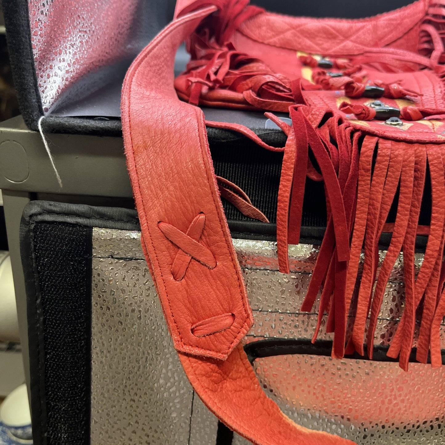 Vintage fringed Women's stylish Cross Body bag Natural leather. Handmade