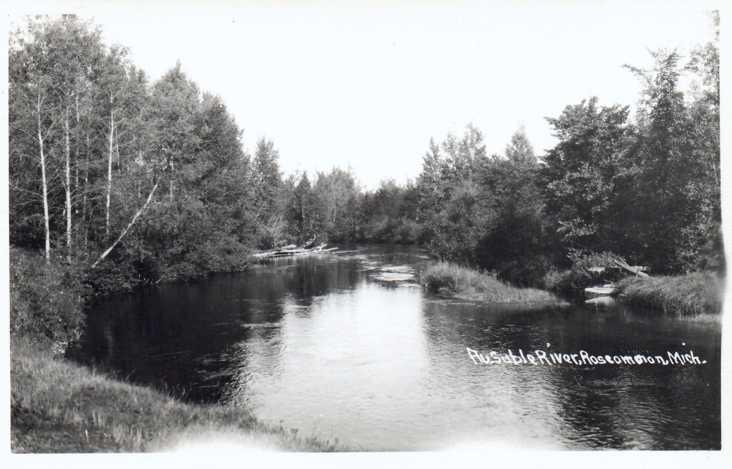 RPPC Au Sable River that Runs through Mio and Grayling Michigan Mich MI Postcard