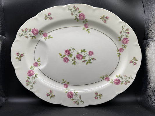 Theodore Haviland Delaware Oval Platter 11 1/2” x 9" Pink Roses New York