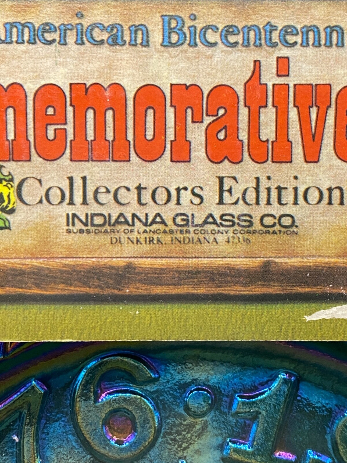 Commemorative Plate American Bicentennial 1776 - 1976 Eagle Indiana Glass Co.