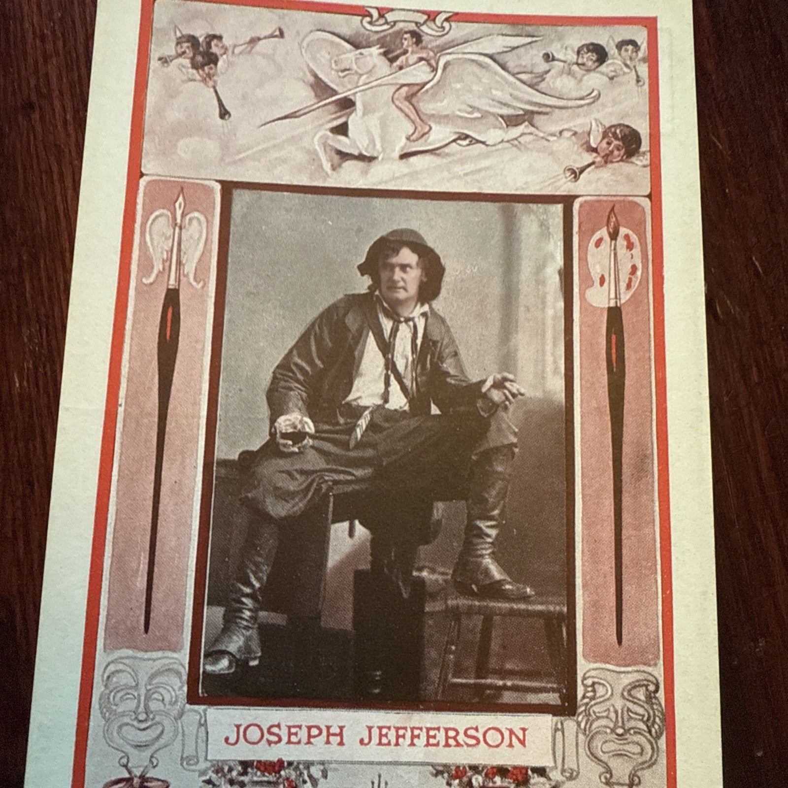 Joseph Jefferson J I Austen Postcard PEGASUS Arts Theater Writing 1910's *Scarce