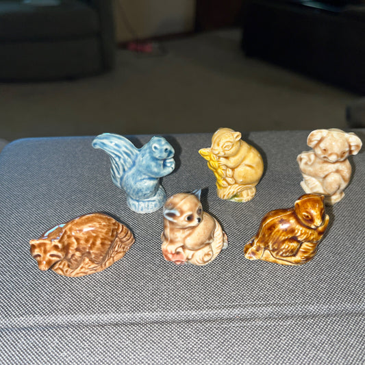 Wade Whimsies 6 Figurine England-squirrel,koala, Lemur,raccoon, Beaver