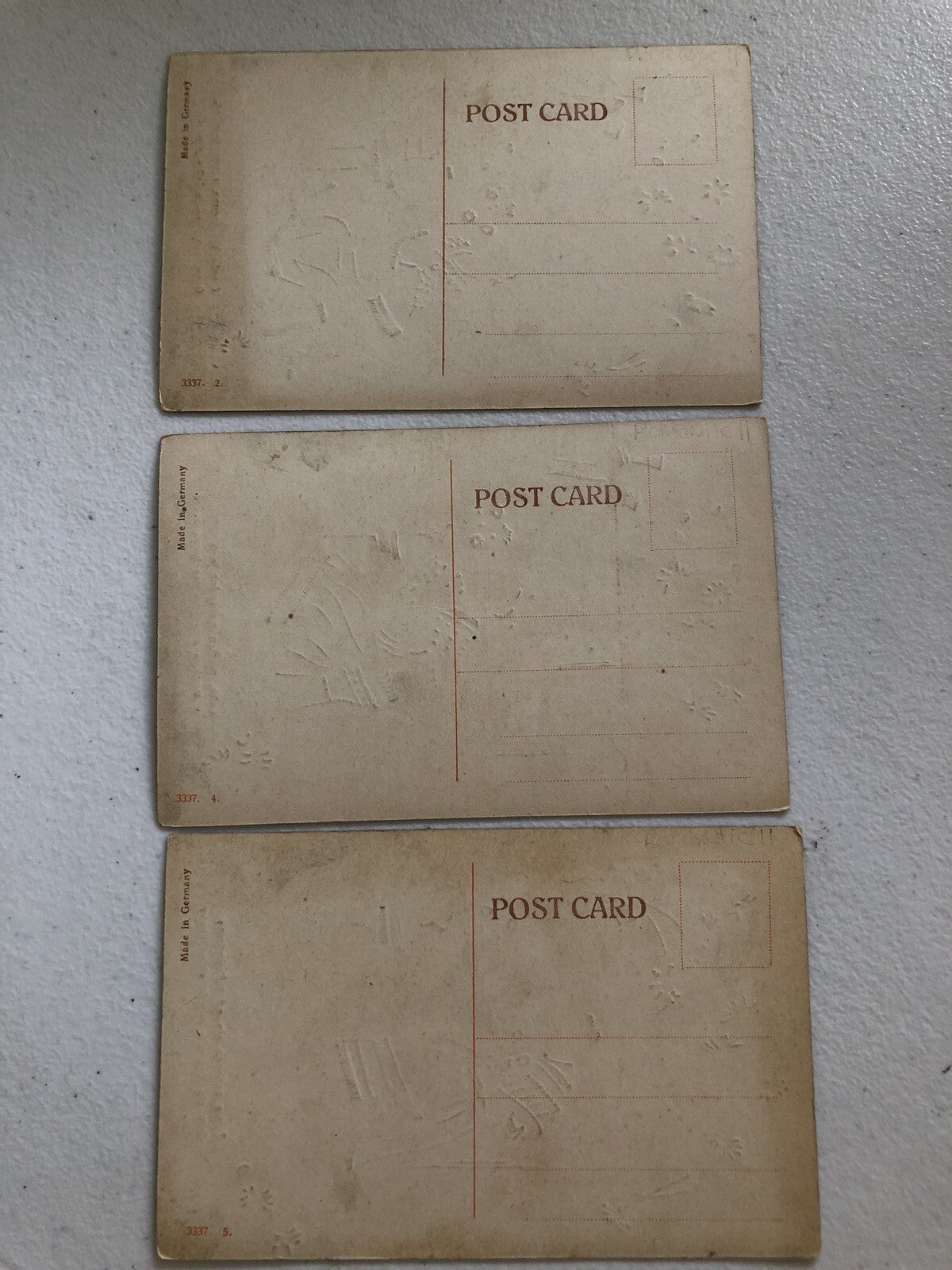 Lot of 3 Real Photo Romantic Love Gold Gilt German Couple Flowers Series 3337