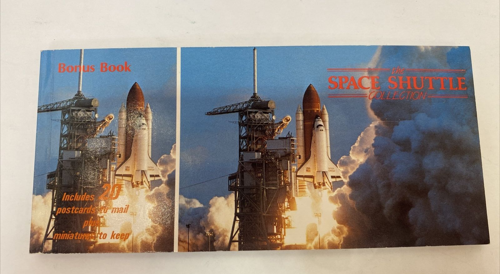 The Space Shuttle Collection Postcard Book 20 Postcards Included and Miniatures.