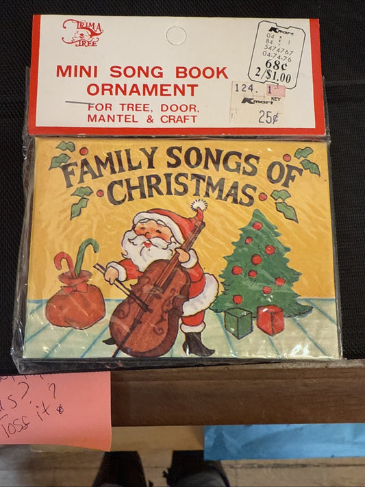 Vintage SSCO Christmas Carols Santa Mini Book Ornament 6 Songs 20 Pages Taiwan