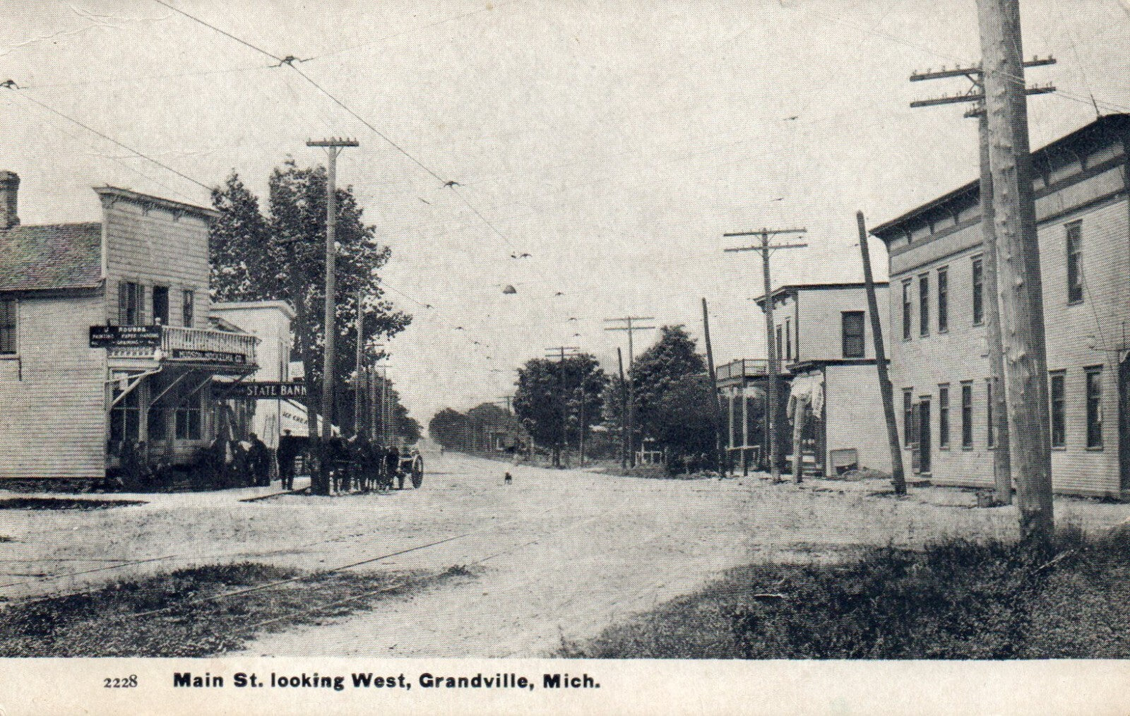 Main St. Looking West in Grandville Michigan Mich MI Postcard