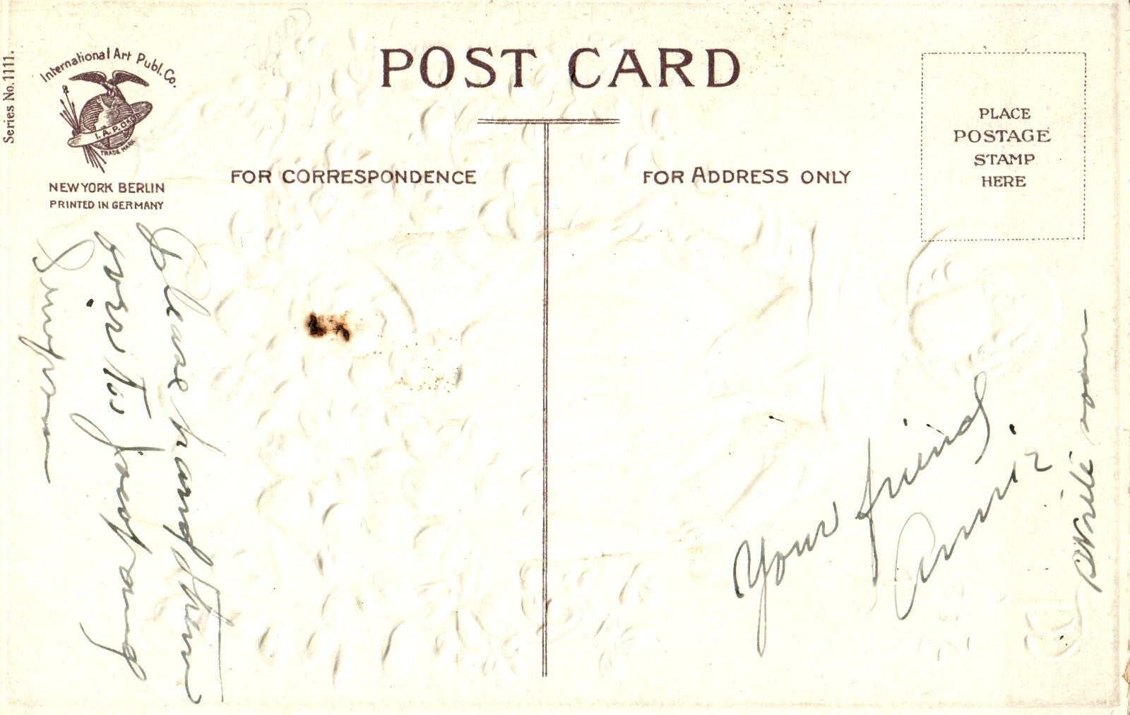 St Pats Post Card Pretty Lady Clovers