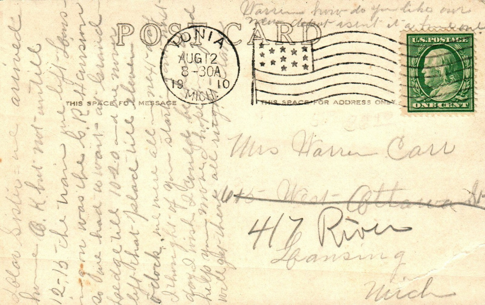 1910 Real Photo Grand Trunk Railroad Train Depot Ionia MI Michigan Postcard 