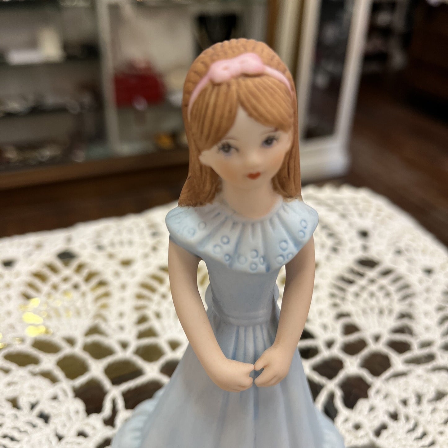 Enesco Growing Up Birthday Girls Age 10 Brunette Porcelain Figurine cake topper