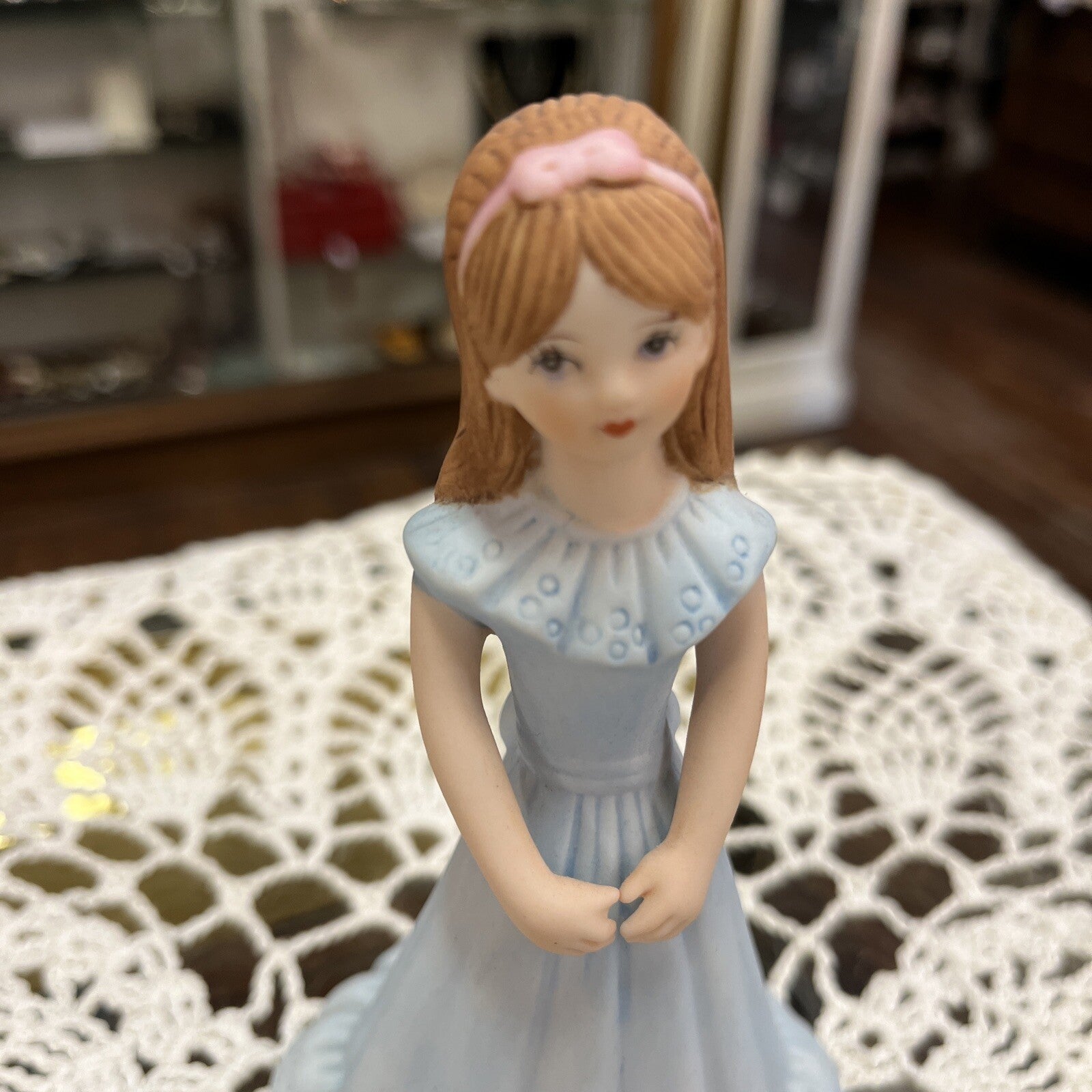 Enesco Growing Up Birthday Girls Age 10 Brunette Porcelain Figurine cake topper