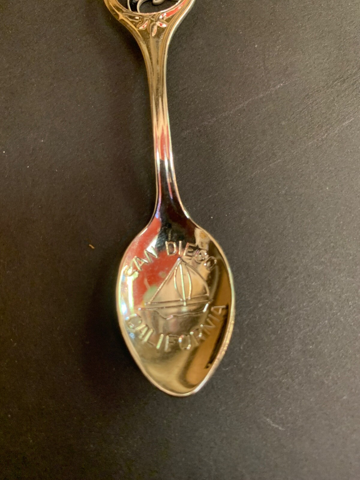 Vintage San Diego California Sailboat and Orca Whale Charm Souvenir Spoon