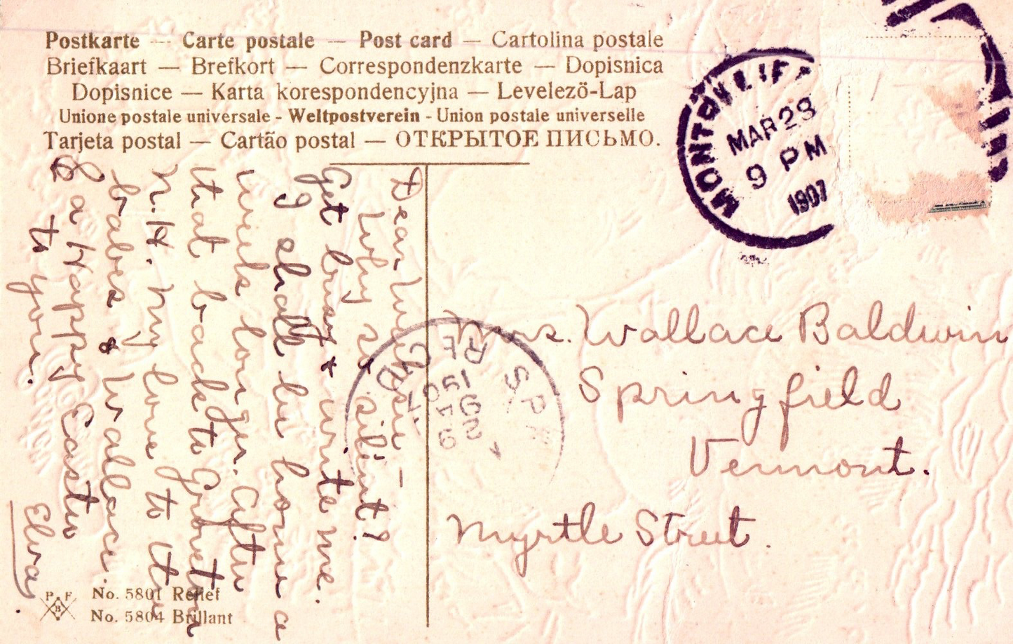 Easter Greetings Little Chicks in Basket Gold Gilt Vintage Easter Postcard