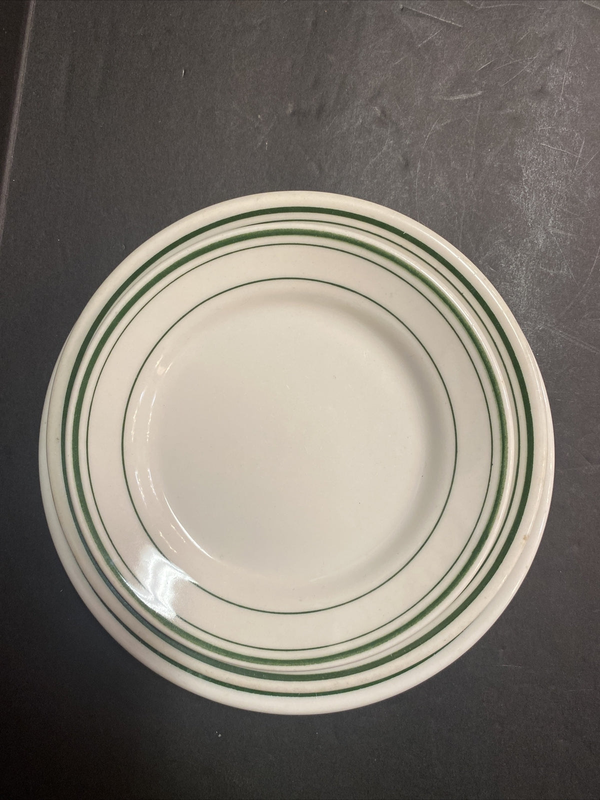Rare Railroad 3 Plate Lot Green White Homer Laughlin Dinnerware China