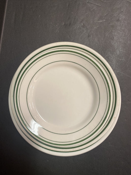 Rare Railroad 3 Plate Lot Green White Homer Laughlin Dinnerware China