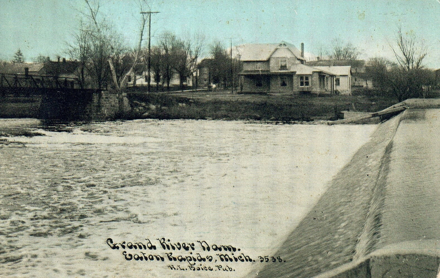Grand River Dam in Eaton Rapids Michigan Mich MI Postcards