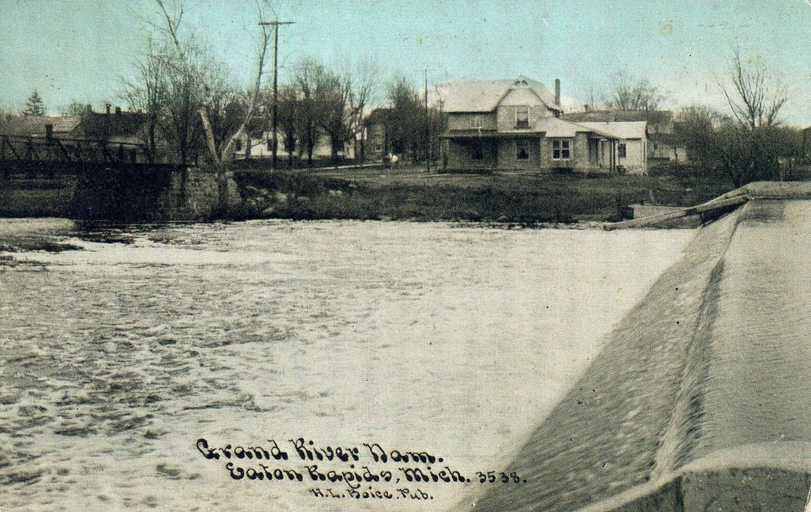 Grand River Dam in Eaton Rapids Michigan Mich MI Postcards