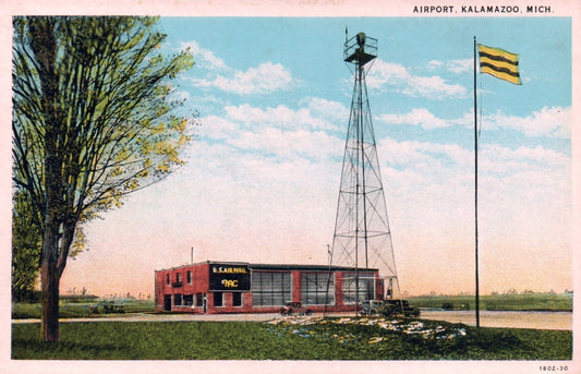 RARE U.S. Air Mail Airport in Kalamazoo MI Mich Michigan Postcard