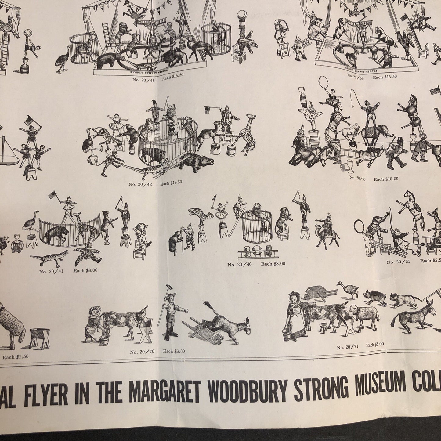 Schoenhut's "Humpty Dumpty" Circus Vintage 1975 Reprint FLYER/ ADVERTISEMENT