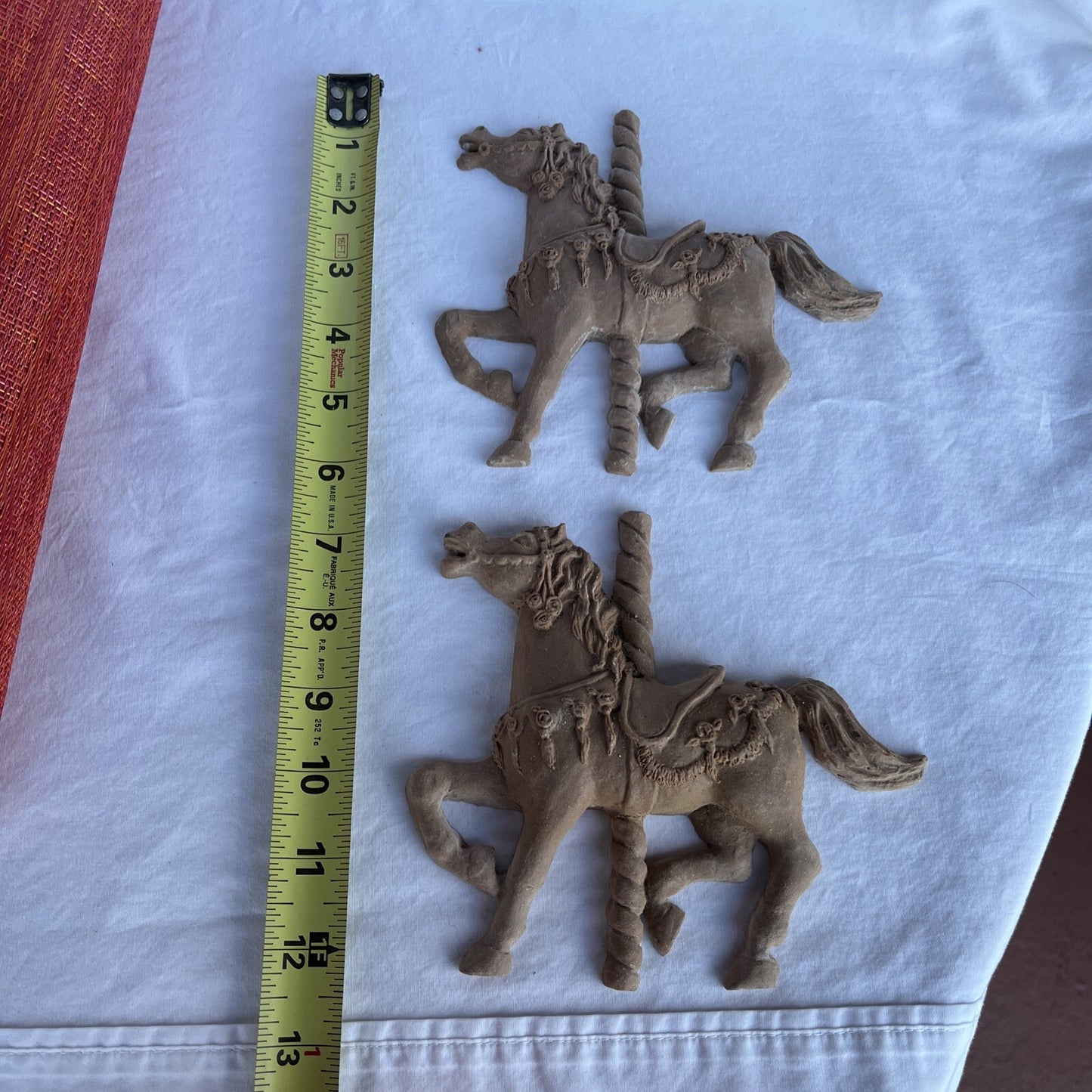 2 Wall Resin Carousel Horses Unpainted