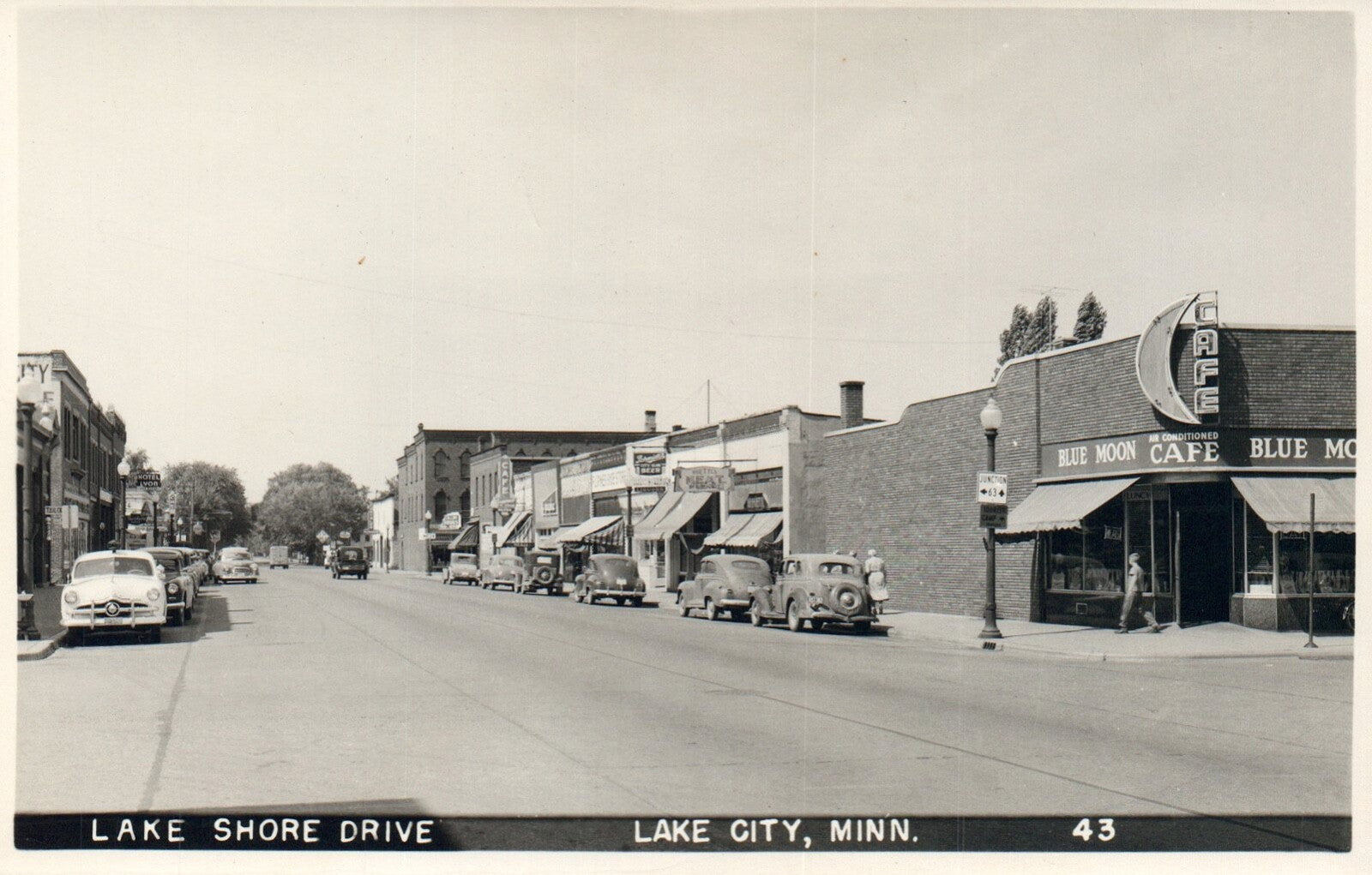 Old Cars Parked on Lake Shore Drive in Lake City Minnesota Postcard
