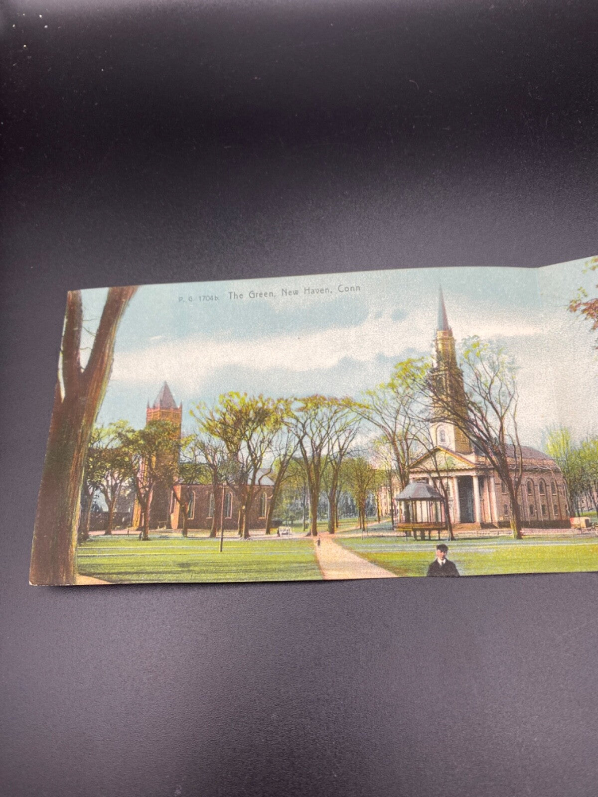 Rare PANORAMIC - 2 card The Green New Haven Conn  Connecticut CT PC 1704B