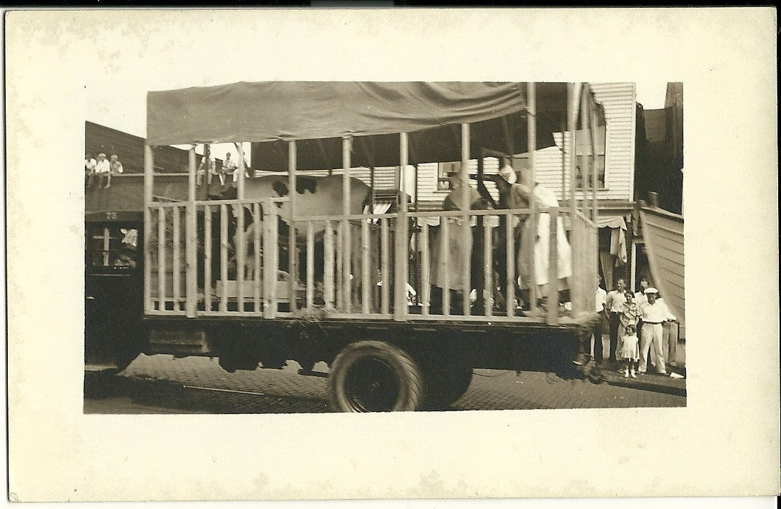 Real Photo Grand Haven  MI Michigan 1934 Parade   Dutch Milking Cow