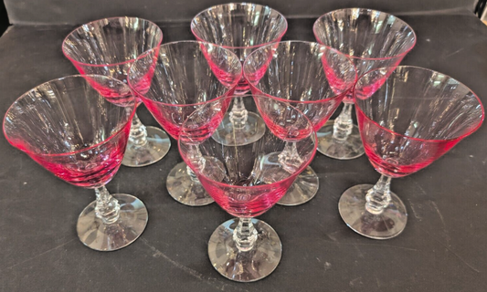 Vintage MCM  Tiffin Franciscan Wistaria Pink Water Goblets, 6" Set Of 8