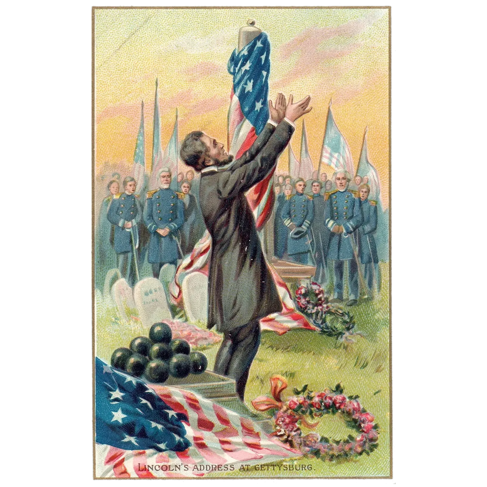 Abraham Lincoln's Address at Gettysburg Vintage Patriotic President Postcard
