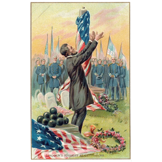 Abraham Lincoln's Address at Gettysburg Vintage Patriotic President Postcard