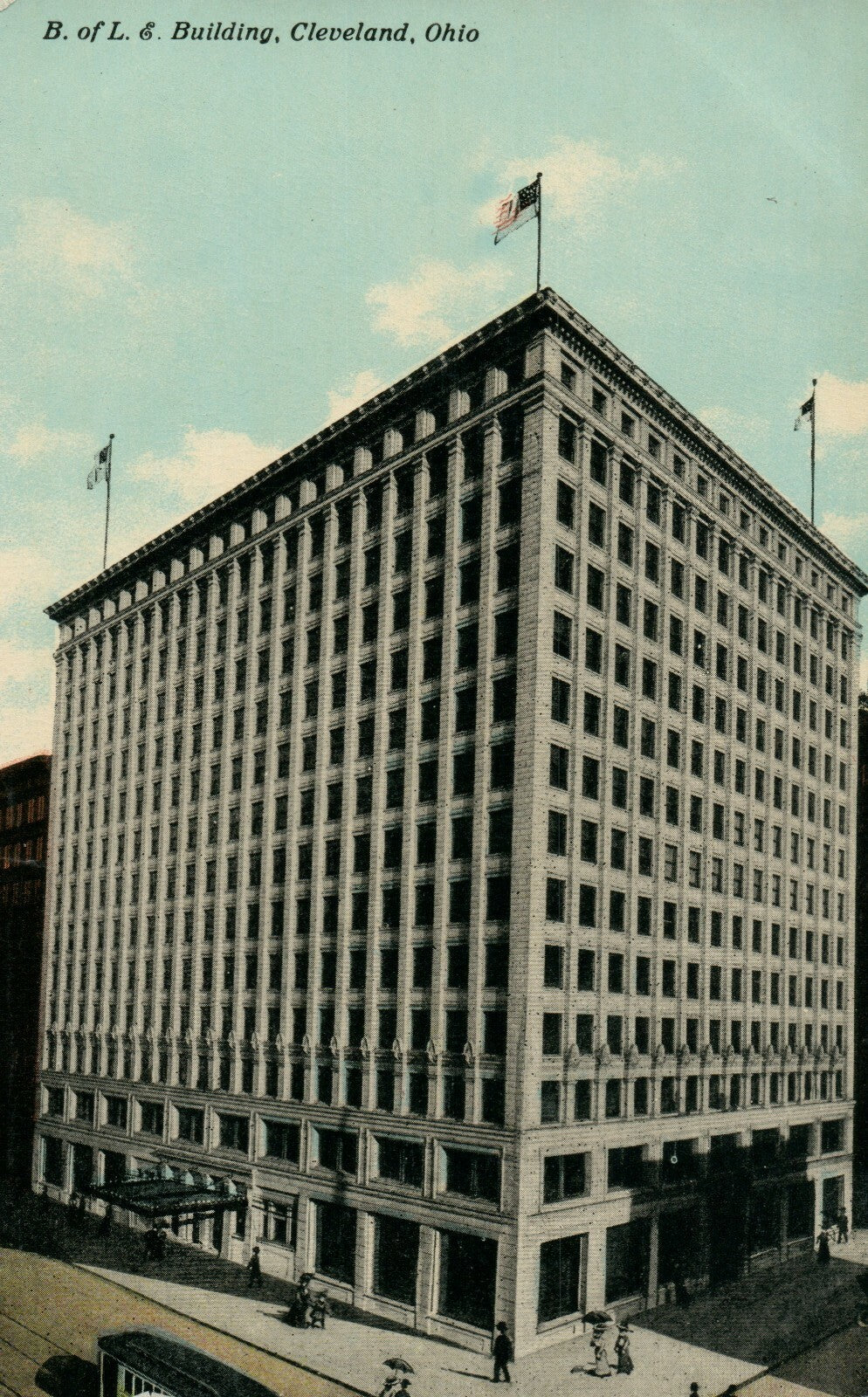 B Of L and Building Cleveland Street View  OH Ohio Postcard