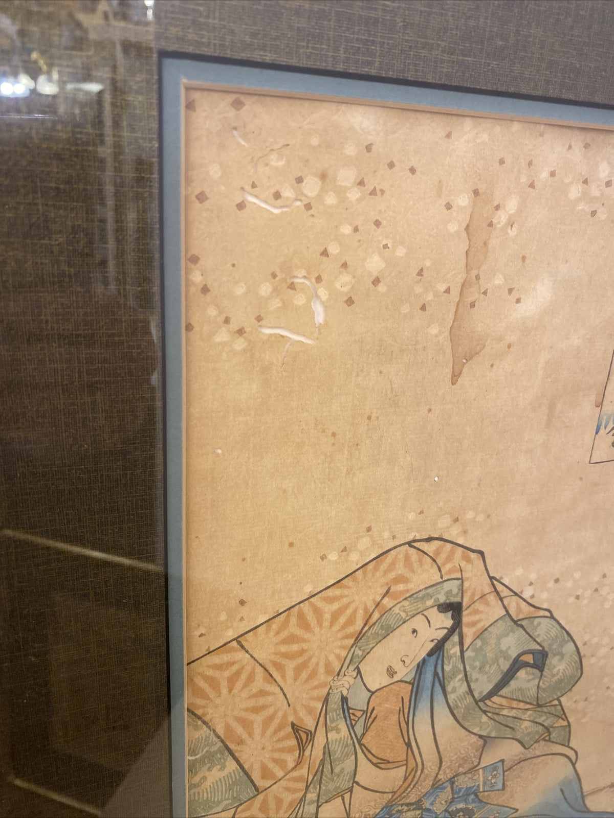 1920's 24" x 18.5"Chinese Gold Framed  & Matted Water color print 2 of 2