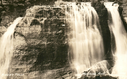 1941 Real Photo Miners Falls Munising MI Michigan Mich Postcard
