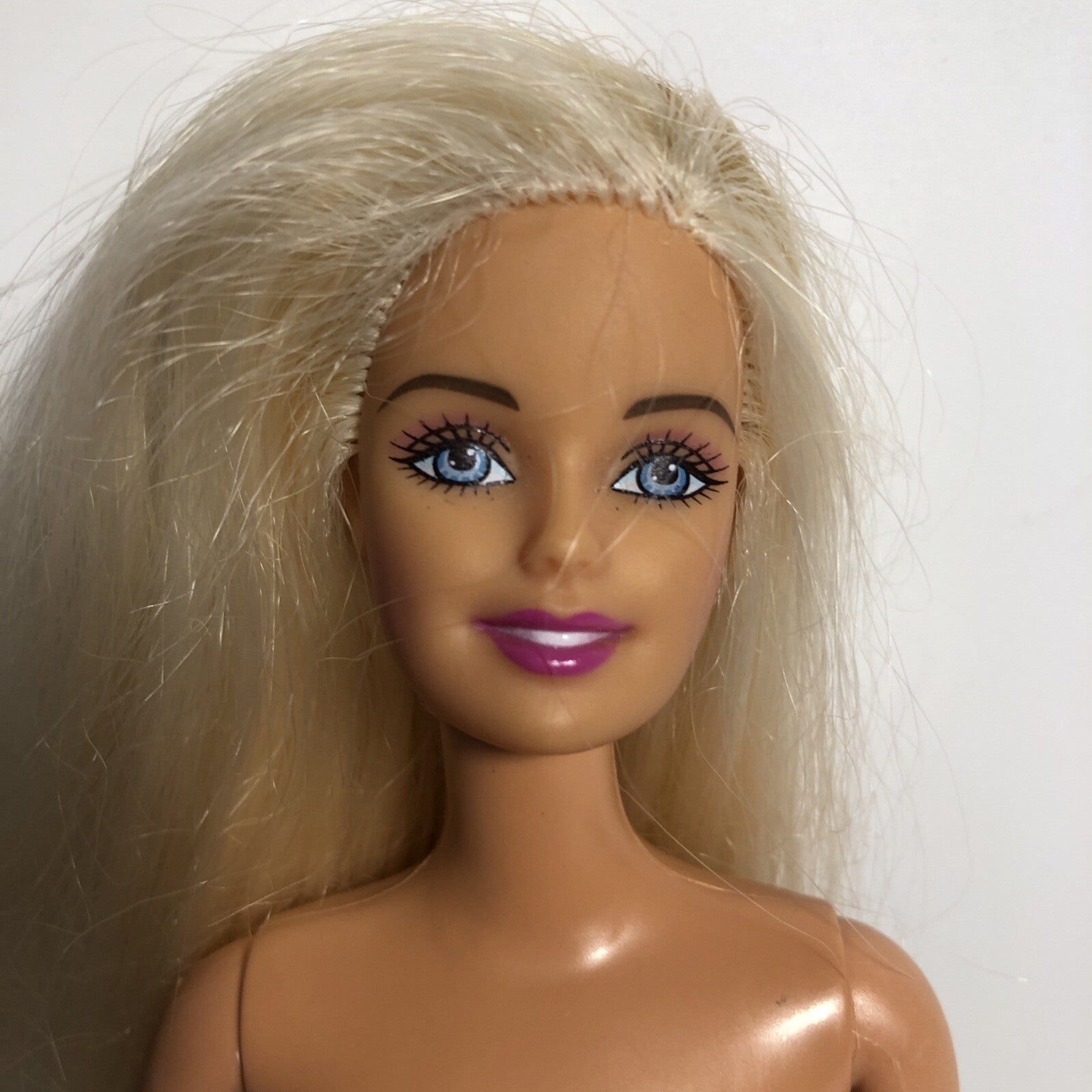 Platinum Blonde Barbie Doll Blue Eyes Hot Pink Lips Articulated Indonesia Toy