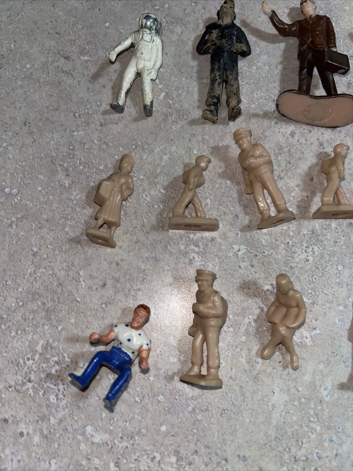 Vintage - Plastic Toy Figurines.  Astronaut Postman, See Pictures.   14 Piece