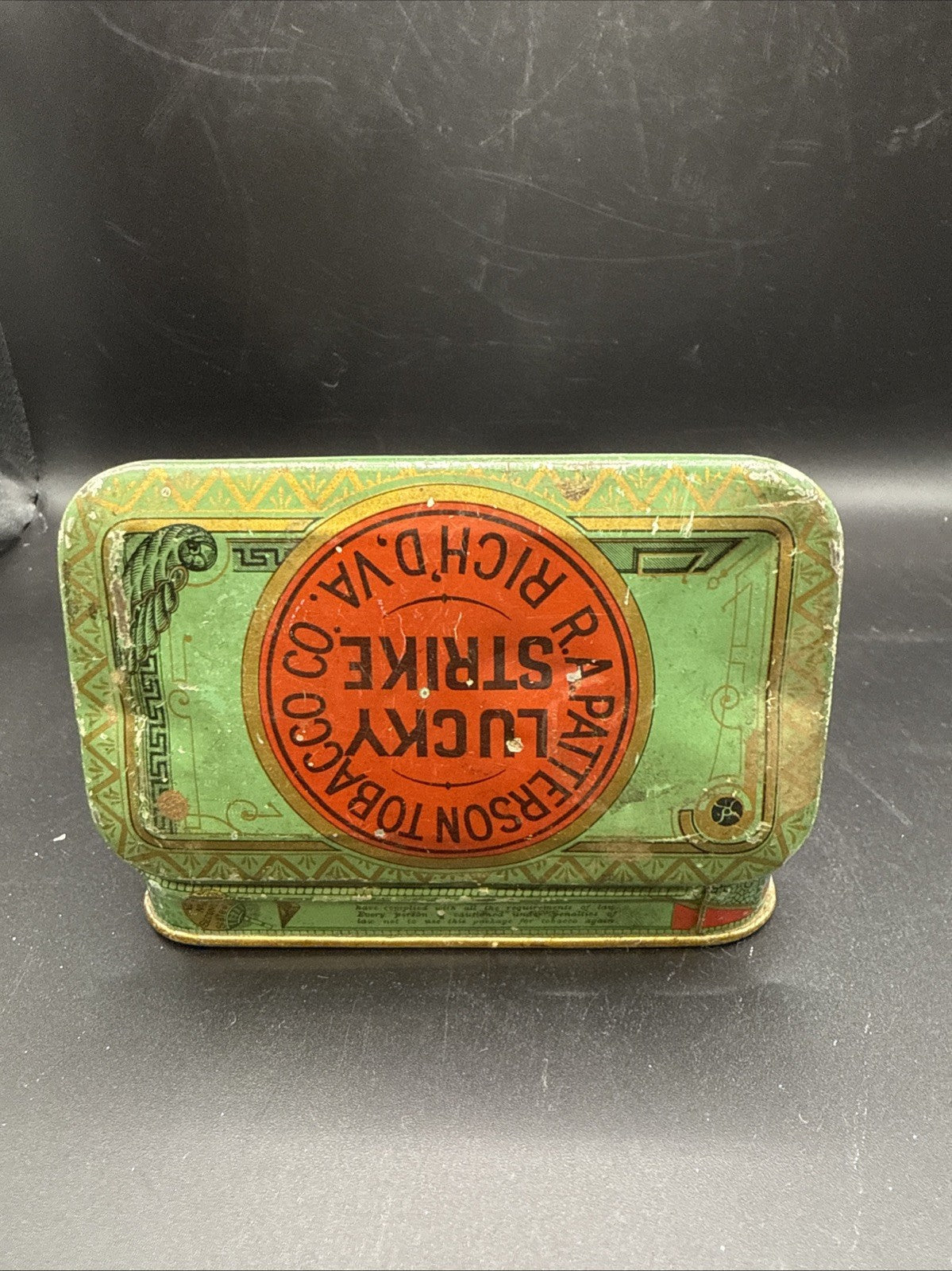 Vintage 1920s Lucky Strike Cigarette Tin Box R A Patterson Tobacco Co