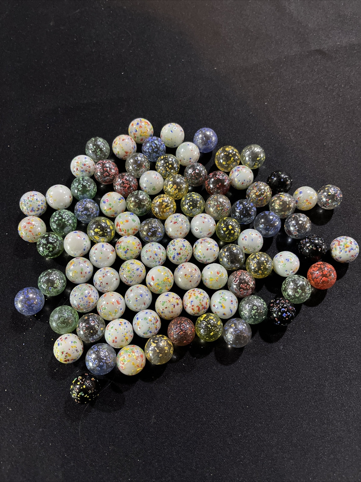 Speckled Glass Marbles yellow, green, multicolo,r and blue 88 Ct