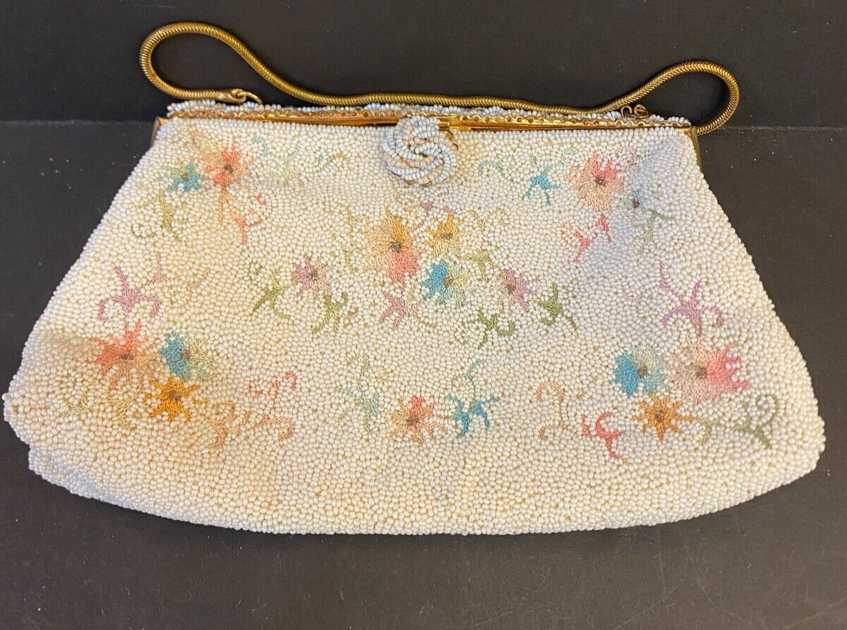 1960s Freddy Beaded Handbag Vintage Designer Handbag French Designer Handbag