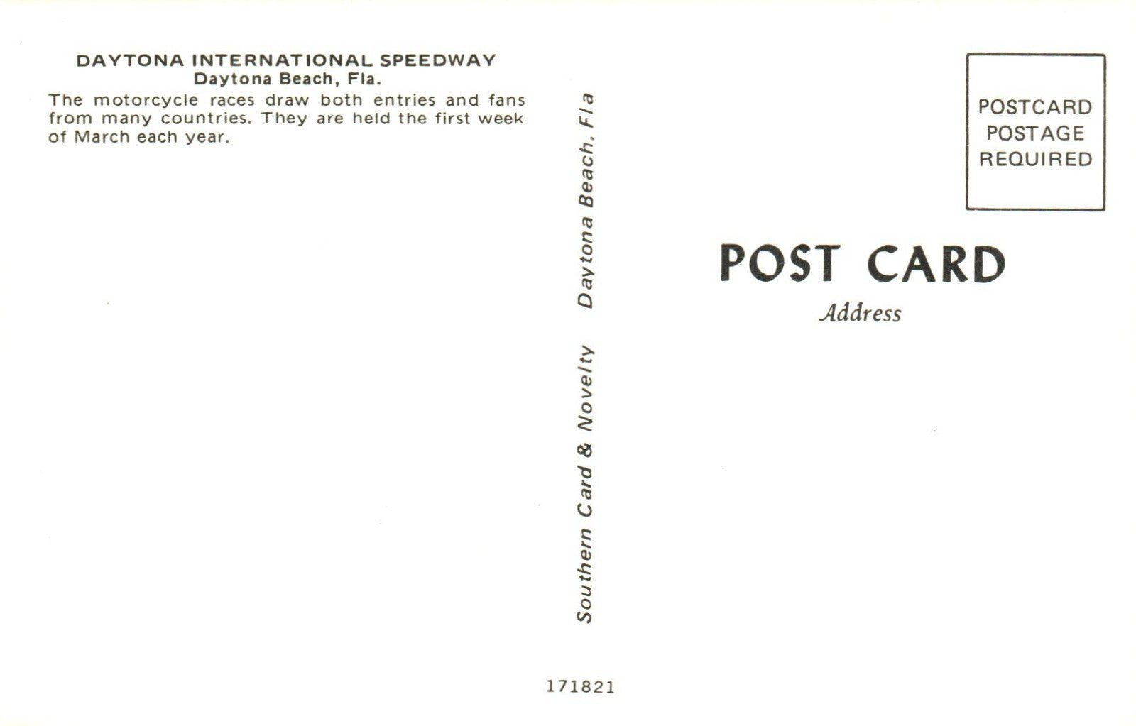 Daytona International Speedway Motorbike Motorcycle Postcard