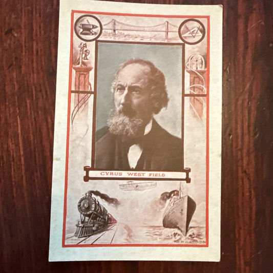 Cyrus West Field by J I Austen Postcard Anvil Ship Plane Train c1910's *Scarce