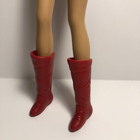 Barbie Doll Size Red Boots Shoes #01 (Doll not included)