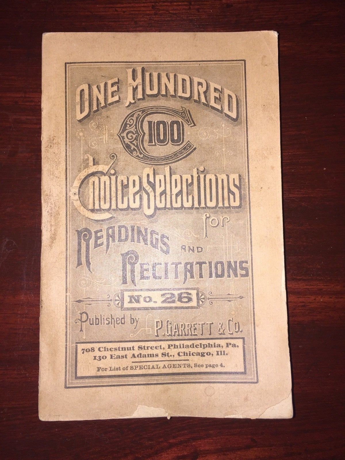 One Hundred Choice Selections for Reading and Recitations No. 26  Play Book 