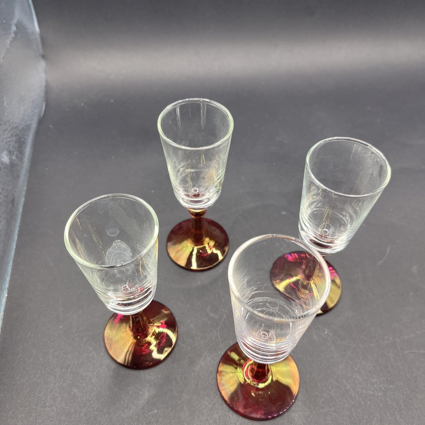 Cranberry Optic Cordial Sherry Glasses Set Of 4