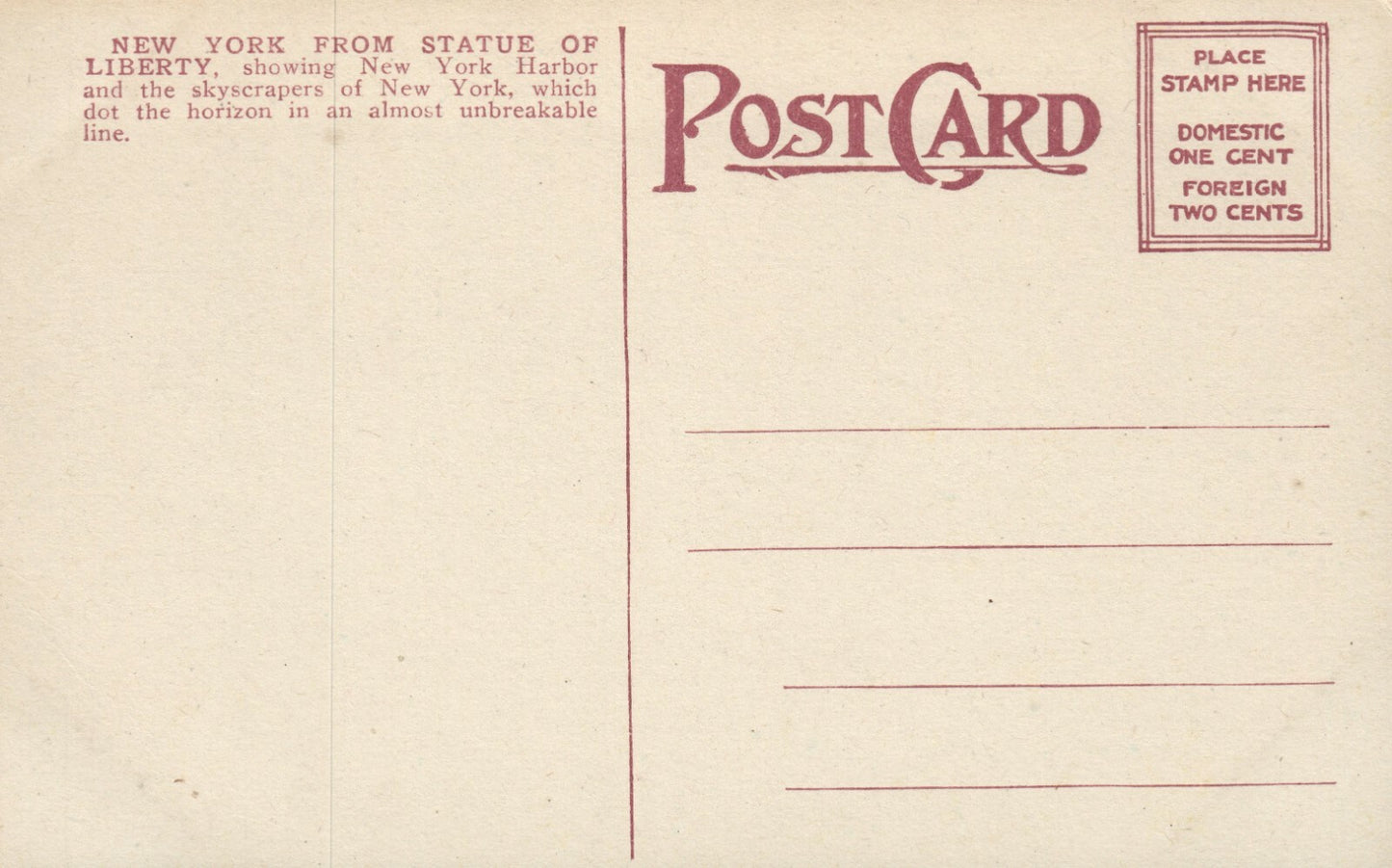 New York View From Statue Of Liberty Boats NY New York Postcard